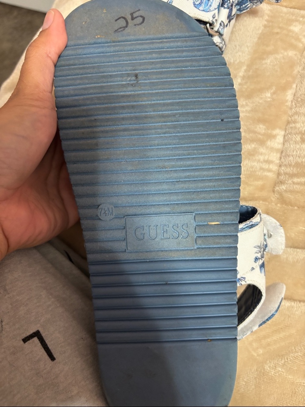 Guess Blue Floral Print Strap Sandals - Picture 4 of 4